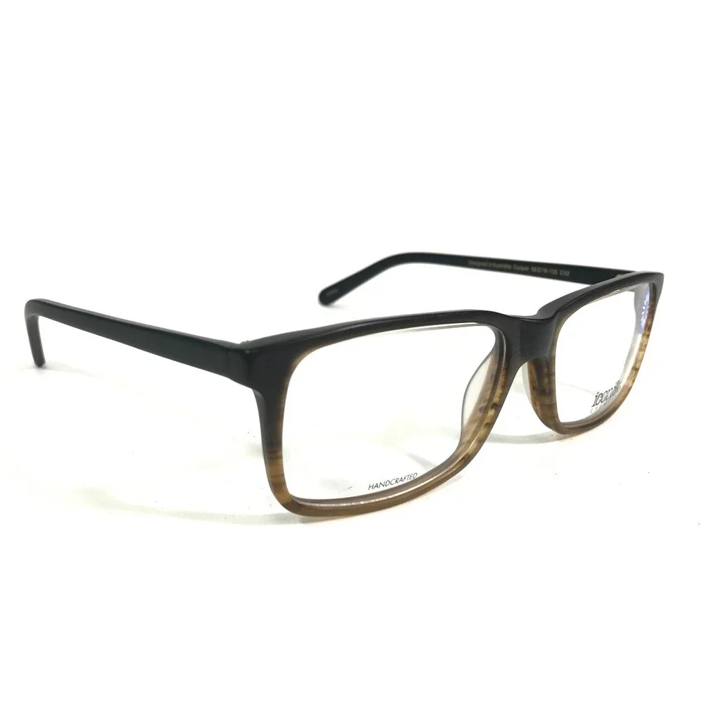 Iconik Eyeglasses Frames Cooper C02 Brown Fade Rectangular Full Rim 56-16-135